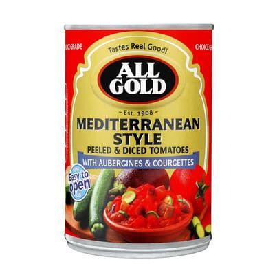 All Gold Mediteranean Style Peeled & Diced Tomatoes 450G Tinned